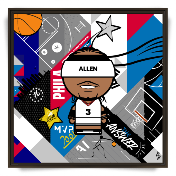 Tableau pop art Allen Iverson Philadelphie MVP 2001 par l'artiste YSY