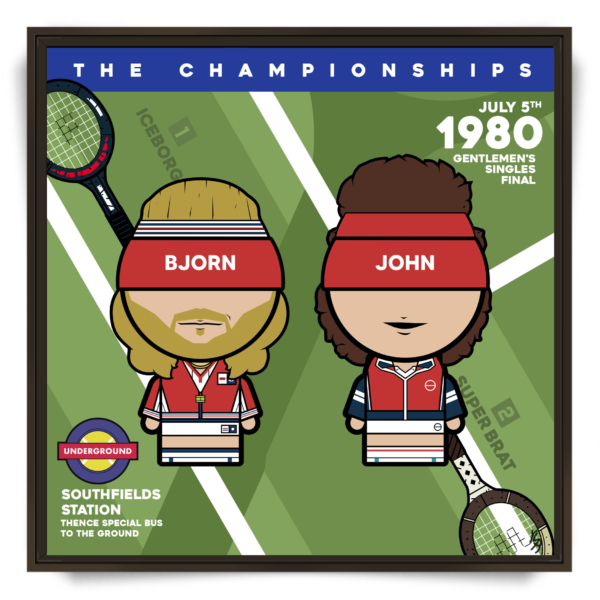 Tableau pop art Björn Borg contre John McEnroe Wimbledon 1980 par l'artiste YSY