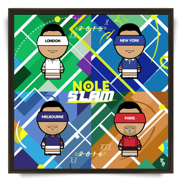 Tableau pop art Novak Djokovic Nole Slam 2015-2016 par l'artiste YSY