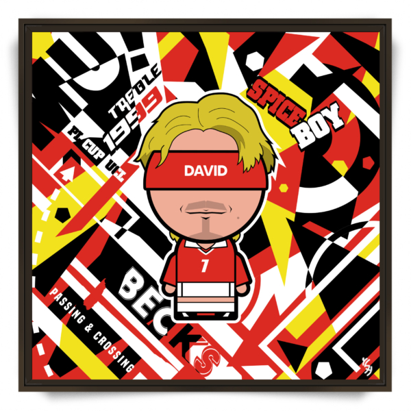 Tableau pop art David Beckham Manchester United 1999 par l'artiste YSY